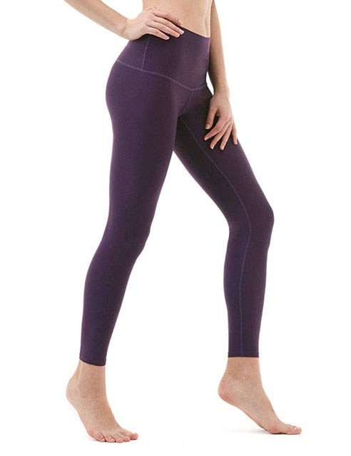 DODOING Women's Printed Yoga Pants High Waist Non See-Through Tummy Control  4 Way Stretch Leggings,S-4XL, Purple/ Black