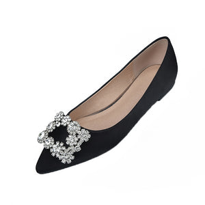 Mia Genuine Leather Shoes Ballet Flats with Crystals (Sizes 4-12)