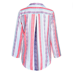 Samantha Linen Colorful Striped Shirt