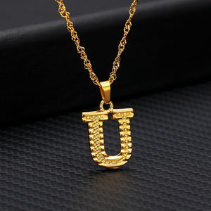Tiny Gold Initial Letter Necklace