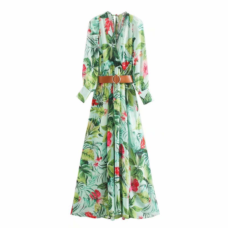 Karen Floral Green Dress