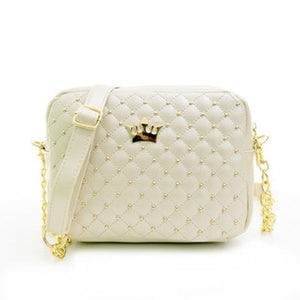 Mercedez Gold Studded Quilted Handbag with Gold Chain