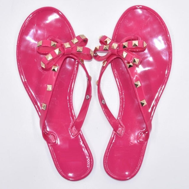 Newport Beach Gold Studded Jelly Sandals