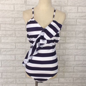 Navy and White Striped Swim Suit